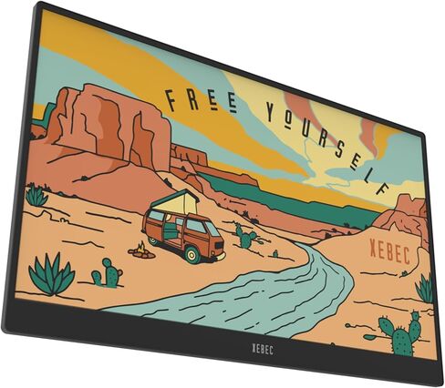 شاشة كمبيوتر محمول Xebec SoloScreen مقاس 15.6 بوصة - اتجاه أفقي أو رأسي - هيكل رفيع للغاية مصنوع من الألومنيوم بالكامل، شاشة توصيل وتشغيل عالية الدقة بالكامل، 1920x1080 in Kuwait