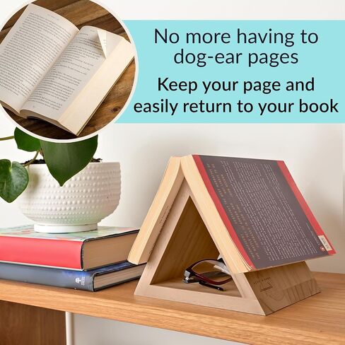 Triangle Book Page Holder | Triangle Bookmark | Wooden Reading Rest | Triangle Book Stand | Book Accessories | Book Holder for Reading | Reading Valet | Book Lovers Gifts | Oak Wood Book Minder in Saudi Arabia