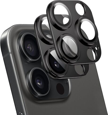 T Tersely (2 Pack) Designed for iPhone 14 Pro/iPhone 14 Pro Max Camera Lens Protector,Alloy Metal Camera protector with Tempered Glass Screen Protector Accessories,Scratch Resistant,Easy to Install (Black) in Saudi Arabia