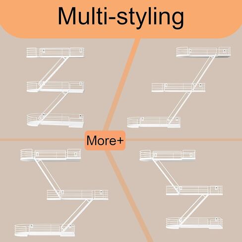 15 Inch Fire Escape Wall Shelf - Black Metal Decorative Shelves, Eye-Catching Figurine Display Shelf Wall Mounted, Unique Ladder Home Décor for Knick Knack, Action Figure, Bedroom, Bathroom in Saudi Arabia