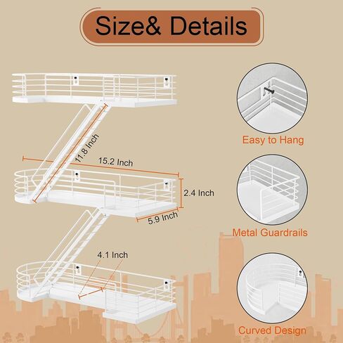 15 Inch Fire Escape Wall Shelf - Black Metal Decorative Shelves, Eye-Catching Figurine Display Shelf Wall Mounted, Unique Ladder Home Décor for Knick Knack, Action Figure, Bedroom, Bathroom in Saudi Arabia