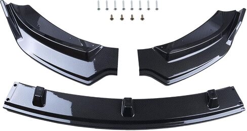 MUCO 3pcs Front Bumper Lip Spoiler Kit Compatible with 2017 2018 2019 2020 2021 2022 Tesla Model 3 Carbon Fiber Look Valance Fascia Cover Guard Protection Conversion in Saudi Arabia