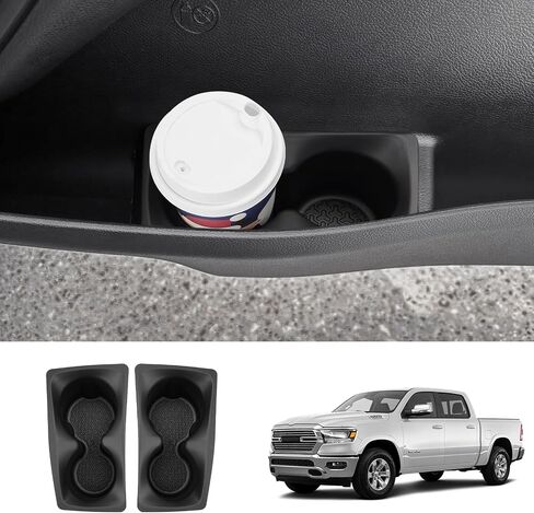 Karltys Front Door Cup Holder for Dodge Ram 1500 2019-2024 Accessories, TPE Foam Car Cup Holder Insert for Ram 1500, Replace #5YK46TX7AC /5YK47TX7AC, Left Right Side Drink Cup Holder (2PCS) in Saudi Arabia