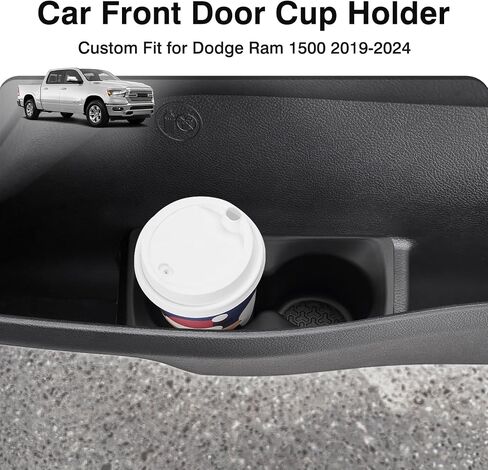 Karltys Front Door Cup Holder for Dodge Ram 1500 2019-2024 Accessories, TPE Foam Car Cup Holder Insert for Ram 1500, Replace #5YK46TX7AC /5YK47TX7AC, Left Right Side Drink Cup Holder (2PCS) in Saudi Arabia