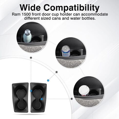Karltys Front Door Cup Holder for Dodge Ram 1500 2019-2024 Accessories, TPE Foam Car Cup Holder Insert for Ram 1500, Replace #5YK46TX7AC /5YK47TX7AC, Left Right Side Drink Cup Holder (2PCS) in Saudi Arabia