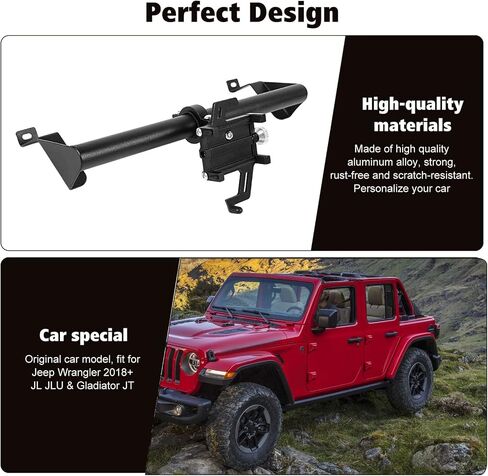 RT-TCZ لـ 2018-2022 Jeep Wrangler JL JLU حامل الهاتف ثابت بما فيه الكفاية لملحقات معدات الطرق الوعرة المتوافقة مع 2020 Jeep Gladiator JT in Saudi Arabia