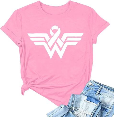 Breast Cancer Shirts for Women Support Squad Pink Ribbon Breast Cancer Awareness Top Short Sleeve Fall Tee Shirts in Saudi Arabia