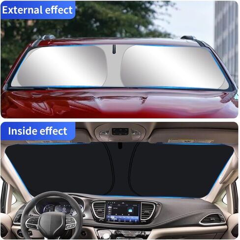 Car Sun Shade for Chrysler Pacifica 2017 2018 2019 2020 2021 2022 2023 2024 Hybrid Auto Interior Accessories Foldable Sunshade Windshield Visor Cooler Protector Front Windows Cover Shield in Saudi Arabia