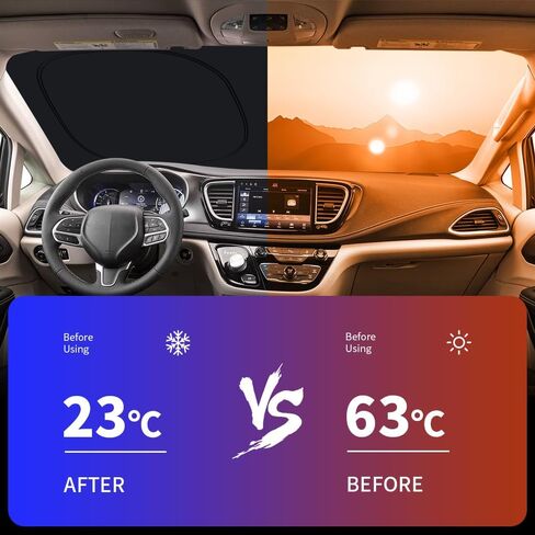 Car Sun Shade for Chrysler Pacifica 2017 2018 2019 2020 2021 2022 2023 2024 Hybrid Auto Interior Accessories Foldable Sunshade Windshield Visor Cooler Protector Front Windows Cover Shield in Saudi Arabia