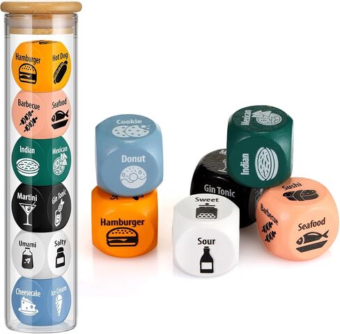 6 Pcs Couples Gifts for Him Her Food Decision Dice Anniversary Date Night Jar Gifts for Couples Dinner Decision Funny Birthday Gifts for Husband Wife Boyfriend Girlfriend Men Women in Saudi Arabia