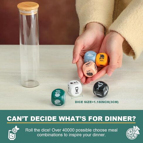 6 Pcs Couples Gifts for Him Her Food Decision Dice Anniversary Date Night Jar Gifts for Couples Dinner Decision Funny Birthday Gifts for Husband Wife Boyfriend Girlfriend Men Women in Saudi Arabia