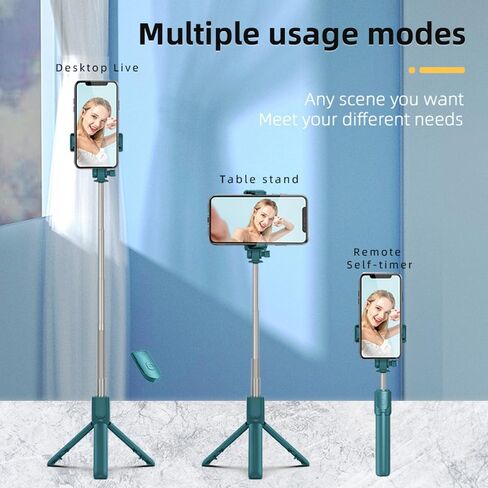 Selfie Stick, 51 inch Extendable and Portable Stable Selfie Stick Tripod with Wireless Remote Shutter Compatible with iPhone Android Smartphone for Video Recording, Photo in Saudi Arabia
