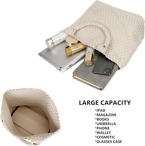 Woven Bag for Women Tote Bag Vegan Leather Woven Large Travel Handbag And Purse Handmade Hobo Shoulder Bag for Women in Saudi Arabia