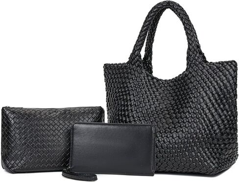 Woven Bag for Women Tote Bag Vegan Leather Woven Large Travel Handbag And Purse Handmade Hobo Shoulder Bag for Women in Saudi Arabia