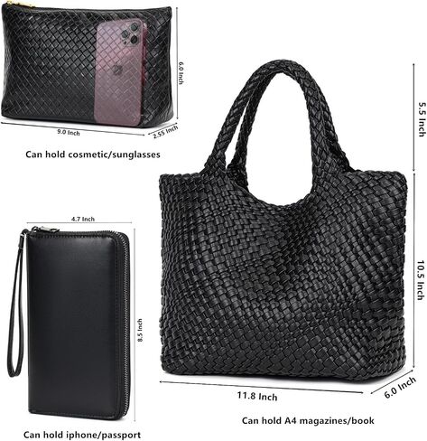 Woven Bag for Women Tote Bag Vegan Leather Woven Large Travel Handbag And Purse Handmade Hobo Shoulder Bag for Women in Saudi Arabia