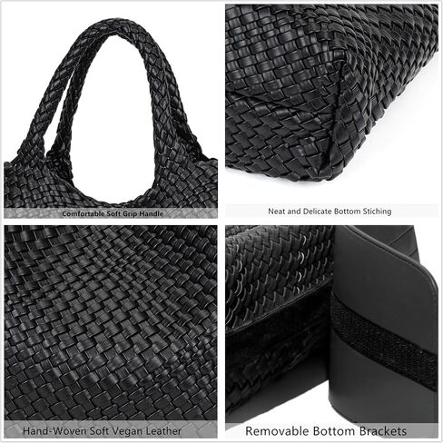 Woven Bag for Women Tote Bag Vegan Leather Woven Large Travel Handbag And Purse Handmade Hobo Shoulder Bag for Women in Saudi Arabia