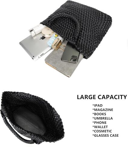 Woven Bag for Women Tote Bag Vegan Leather Woven Large Travel Handbag And Purse Handmade Hobo Shoulder Bag for Women in Saudi Arabia