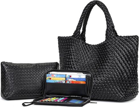 Woven Bag for Women Tote Bag Vegan Leather Woven Large Travel Handbag And Purse Handmade Hobo Shoulder Bag for Women in Saudi Arabia