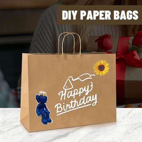 bagmad 50 Pack 16x6x12 Inches Large Plain Natural Brown Kraft Paper Bags with Handles Bulk for Shopping Wedding Grocery Retail Merchandise Business Craft Gift Bags(50 Count) in Saudi Arabia