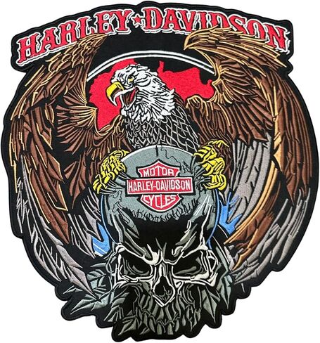 رقعة خلفية حديدية من American Eagle Harley - شعار مطرز كبير لسترات راكبي الدراجات الشخصية" in Kuwait
