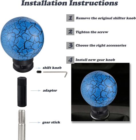 Resin Gear Knob Crack Shift Grip Handle Lever Stick Shifter Head fit Most Manual Automatic Vehicles SUV Cars, Blue in Saudi Arabia