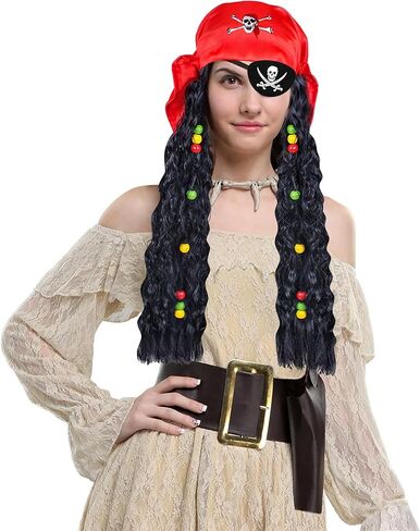 قبعة حفلات القراصنة من D-Fokes، مجموعة إكسسوارات القراصنة المضحكة، ملحقات رقعة العين لحجاب القراصنة المستعار، ملحقات القراصنة للنساء والرجال البالغين، أزياء القراصنة للهالوين، والحفلات التنكرية، والحفلات التنكرية in Kuwait