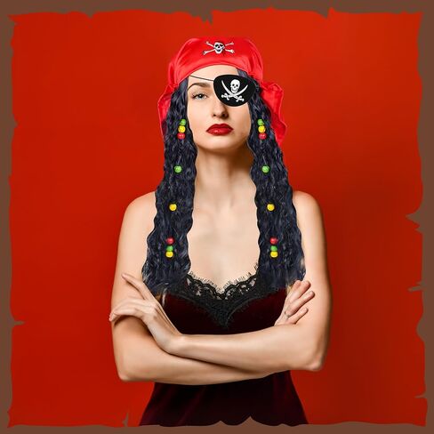 قبعة حفلات القراصنة من D-Fokes، مجموعة إكسسوارات القراصنة المضحكة، ملحقات رقعة العين لحجاب القراصنة المستعار، ملحقات القراصنة للنساء والرجال البالغين، أزياء القراصنة للهالوين، والحفلات التنكرية، والحفلات التنكرية in Kuwait