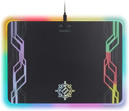لوحة ماوس ألعاب ENHANCE LED RGB - لوحة ماوس صلبة مع 7 أوضاع إضاءة وعناصر تحكم في السطوع - سطح كبير (13.75 × 9.8 بوصة) مع أضواء متوهجة وقبضة مطاطية غير قابلة للانزلاق للاعبين المكتبيين in Kuwait