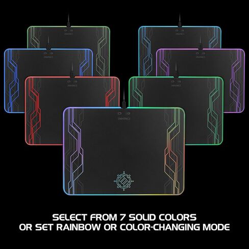 لوحة ماوس ألعاب ENHANCE LED RGB - لوحة ماوس صلبة مع 7 أوضاع إضاءة وعناصر تحكم في السطوع - سطح كبير (13.75 × 9.8 بوصة) مع أضواء متوهجة وقبضة مطاطية غير قابلة للانزلاق للاعبين المكتبيين in Kuwait