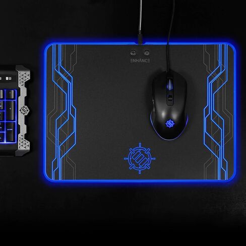 لوحة ماوس ألعاب ENHANCE LED RGB - لوحة ماوس صلبة مع 7 أوضاع إضاءة وعناصر تحكم في السطوع - سطح كبير (13.75 × 9.8 بوصة) مع أضواء متوهجة وقبضة مطاطية غير قابلة للانزلاق للاعبين المكتبيين in Kuwait