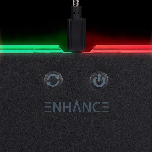 لوحة ماوس ألعاب ENHANCE LED RGB - لوحة ماوس صلبة مع 7 أوضاع إضاءة وعناصر تحكم في السطوع - سطح كبير (13.75 × 9.8 بوصة) مع أضواء متوهجة وقبضة مطاطية غير قابلة للانزلاق للاعبين المكتبيين in Kuwait