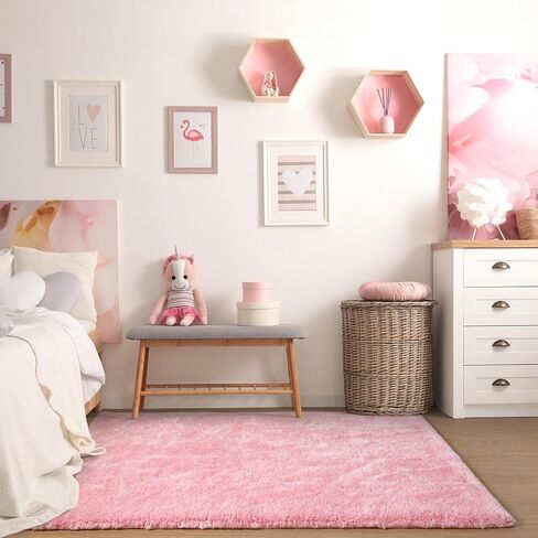 Lahome White Fluffy Fuzzy Rug 5x7 Area Rugs for Living Room, Faux Fur Rug for Nursery Kids with Rubber Backing, Washable Ultra Soft Non-Shedding Plush Shag Carpet for Girls Bedroom in Saudi Arabia