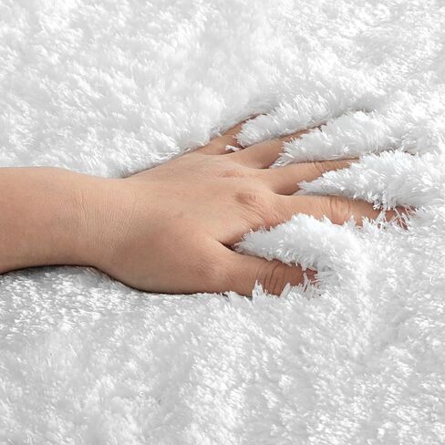 Lahome White Fluffy Fuzzy Rug 5x7 Area Rugs for Living Room, Faux Fur Rug for Nursery Kids with Rubber Backing, Washable Ultra Soft Non-Shedding Plush Shag Carpet for Girls Bedroom in Saudi Arabia