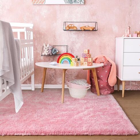 Lahome White Fluffy Fuzzy Rug 5x7 Area Rugs for Living Room, Faux Fur Rug for Nursery Kids with Rubber Backing, Washable Ultra Soft Non-Shedding Plush Shag Carpet for Girls Bedroom in Saudi Arabia