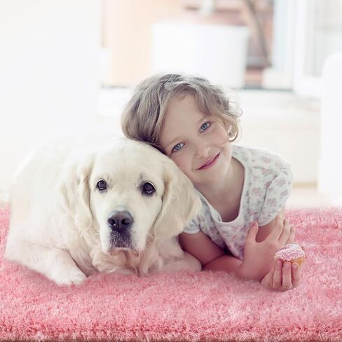 Lahome White Fluffy Fuzzy Rug 5x7 Area Rugs for Living Room, Faux Fur Rug for Nursery Kids with Rubber Backing, Washable Ultra Soft Non-Shedding Plush Shag Carpet for Girls Bedroom in Saudi Arabia