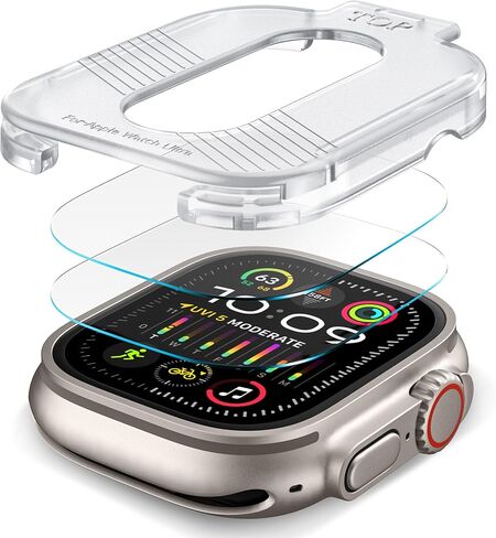 Adorve 2 Pack واقي شاشة لـ Apple Watch Ultra 2 / Ultra 49mm، طبقة من الزجاج المقوى 9H مع مجموعة تثبيت المحاذاة التلقائية لـ iWatch Ultra، مضادة للخدش، عالية الوضوح، حساسة للمس in Kuwait