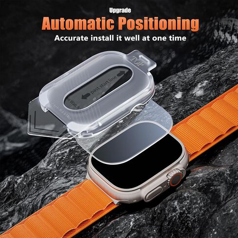 Adorve 2 Pack واقي شاشة لـ Apple Watch Ultra 2 / Ultra 49mm، طبقة من الزجاج المقوى 9H مع مجموعة تثبيت المحاذاة التلقائية لـ iWatch Ultra، مضادة للخدش، عالية الوضوح، حساسة للمس in Kuwait