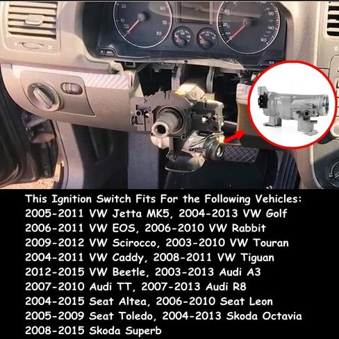 Surwit 1K0905851B مفتاح تشغيل الإشعال قفل التوجيه لسيارة VW Jetta Golf Eos T'-iguan T-'ouran Caddy Beetle A3 TT R8 مقعد Altea Leon Toledo Skoda Octavia Superb in Kuwait