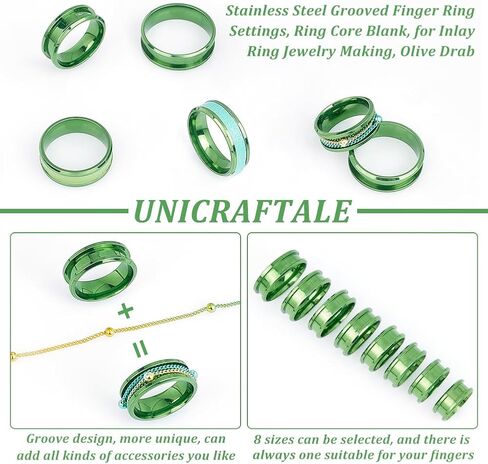 UNICRAFTALE Violet Red Blank Core Ring 8 Sizes Stainless Steel Grooved Finger Rings Round Blank Ring for Resin Inlay Ring Handmade Ring Wedding Ring Jewelry Making Gift in Saudi Arabia