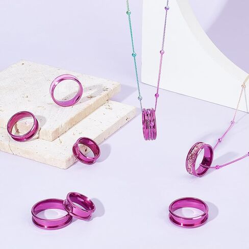 UNICRAFTALE Violet Red Blank Core Ring 8 Sizes Stainless Steel Grooved Finger Rings Round Blank Ring for Resin Inlay Ring Handmade Ring Wedding Ring Jewelry Making Gift in Saudi Arabia