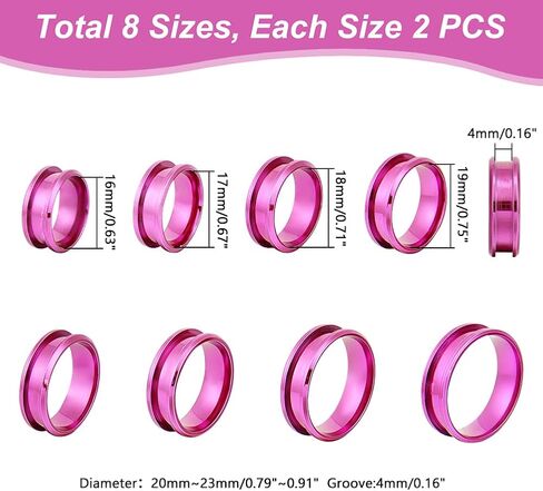 UNICRAFTALE Violet Red Blank Core Ring 8 Sizes Stainless Steel Grooved Finger Rings Round Blank Ring for Resin Inlay Ring Handmade Ring Wedding Ring Jewelry Making Gift in Saudi Arabia