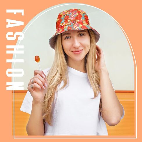Bucket Hat Unisex Print Cute Fashion Fisherman Hats Outdoor Summer Beach Sun Hats for Men Women in Saudi Arabia
