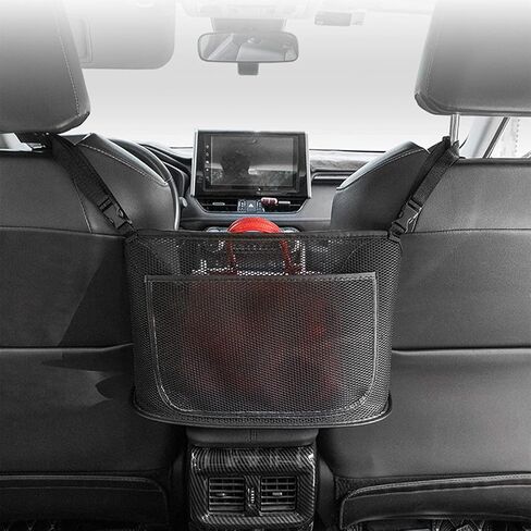 Car Net Pocket Handbag Holder, Driver Storage Netting Pouch, Car Net Pocket for Purses and Bags Front Seat, Handbag Holder for Car, Handbag Holder Attaches to Headrest (Black) in Kuwait