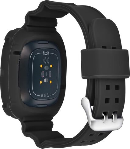 Compatible with Fitbit Versa 4/Versa 3/Sense 2/Sense Bands with Case, Women Silicone Sport Protective Bumper Rugged Replacement Strap Wristbands in Saudi Arabia