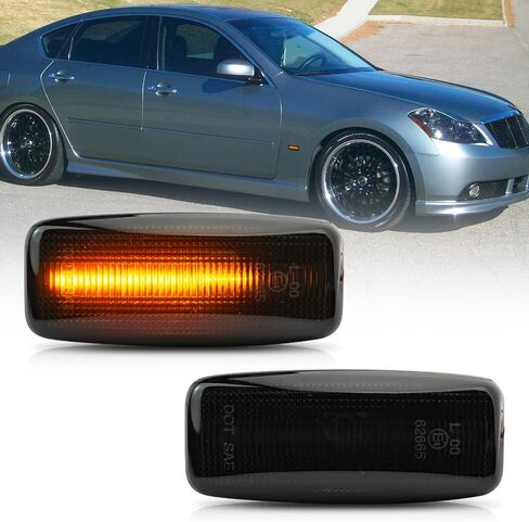 NSLUMO Sequential Led Side Marker Lights for 2006 2007 Infiniti M35 M45 Smoked Lens Amber Front Fender Turn Signal Repeater Lamps OEM Driver Passenger Side Signal Replacement in Saudi Arabia