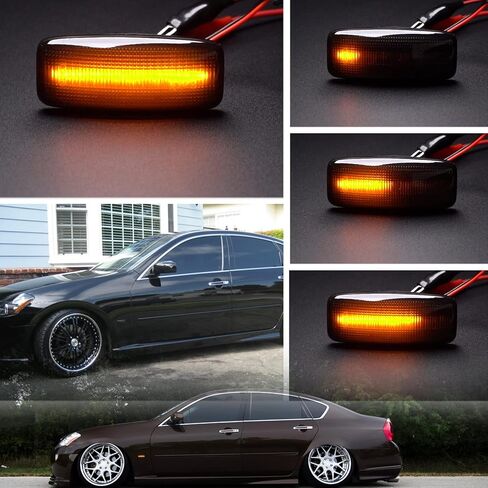 NSLUMO Sequential Led Side Marker Lights for 2006 2007 Infiniti M35 M45 Smoked Lens Amber Front Fender Turn Signal Repeater Lamps OEM Driver Passenger Side Signal Replacement in Saudi Arabia