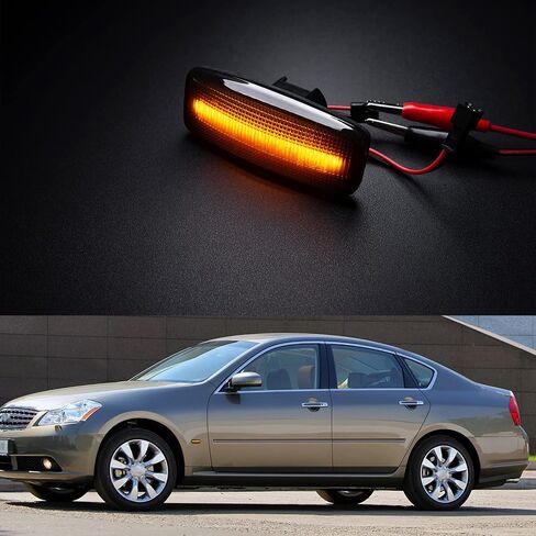 NSLUMO Sequential Led Side Marker Lights for 2006 2007 Infiniti M35 M45 Smoked Lens Amber Front Fender Turn Signal Repeater Lamps OEM Driver Passenger Side Signal Replacement in Saudi Arabia