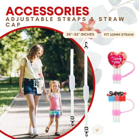 Best Mom Ever Gifts for mom Water Bottle Carrier with accessories straw cover, Birthday gifts for mom from daughter son, Mother birthday gift - WHITE in Saudi Arabia