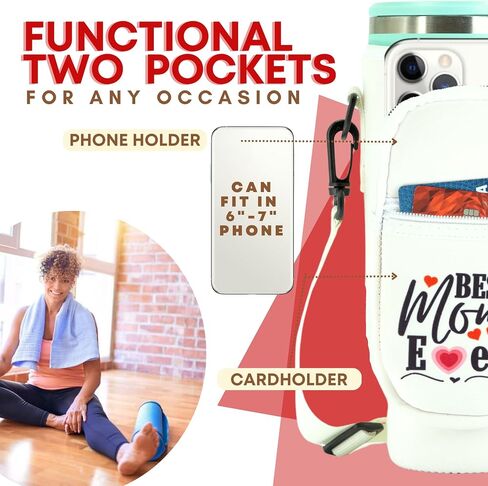 Best Mom Ever Gifts for mom Water Bottle Carrier with accessories straw cover, Birthday gifts for mom from daughter son, Mother birthday gift - WHITE in Saudi Arabia