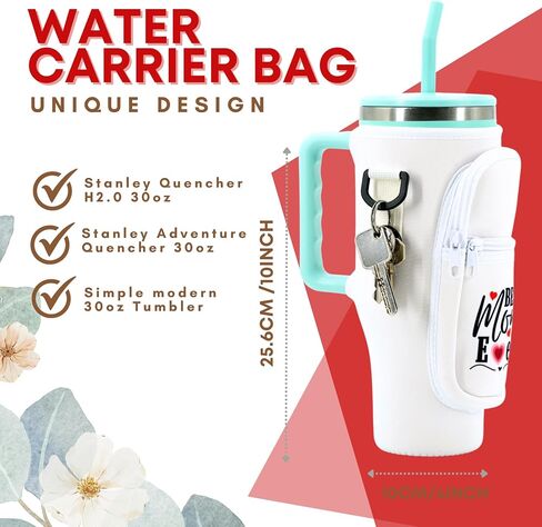 Best Mom Ever Gifts for mom Water Bottle Carrier with accessories straw cover, Birthday gifts for mom from daughter son, Mother birthday gift - WHITE in Saudi Arabia